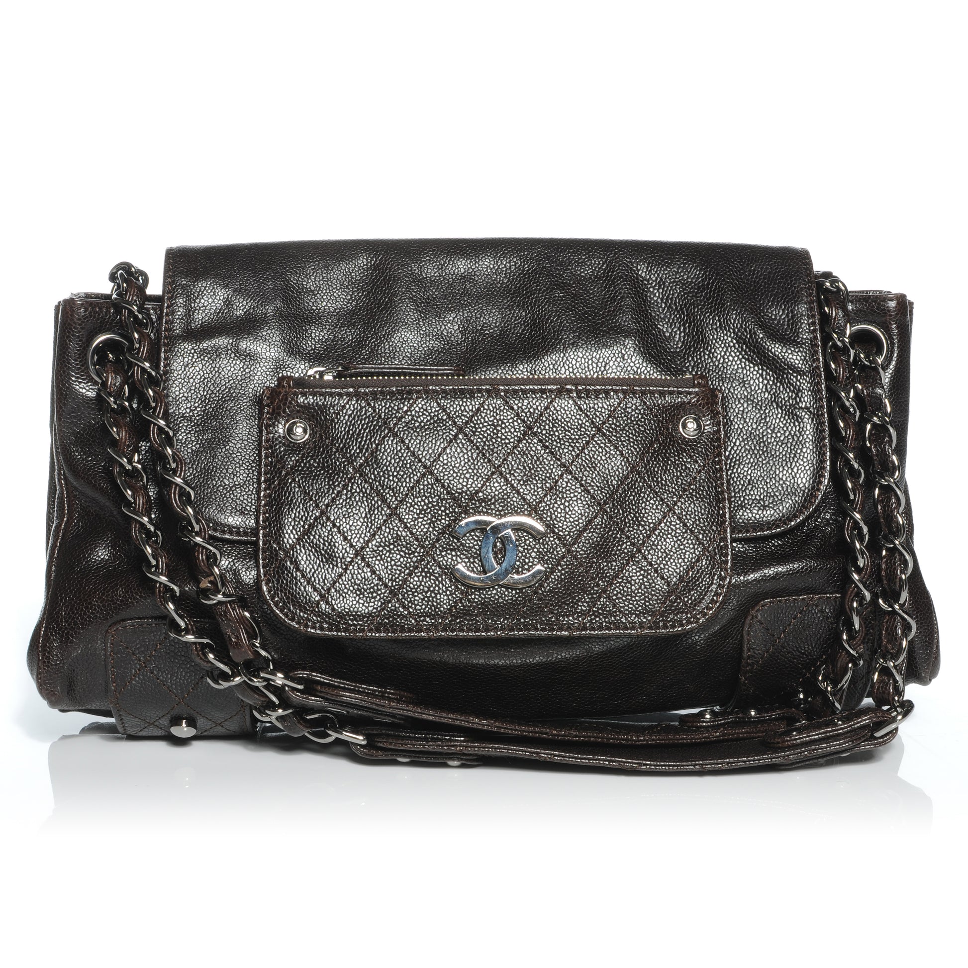 Chanel Glazed Caviar Pocket In The City Shoulder Bag Brown 1 of 9