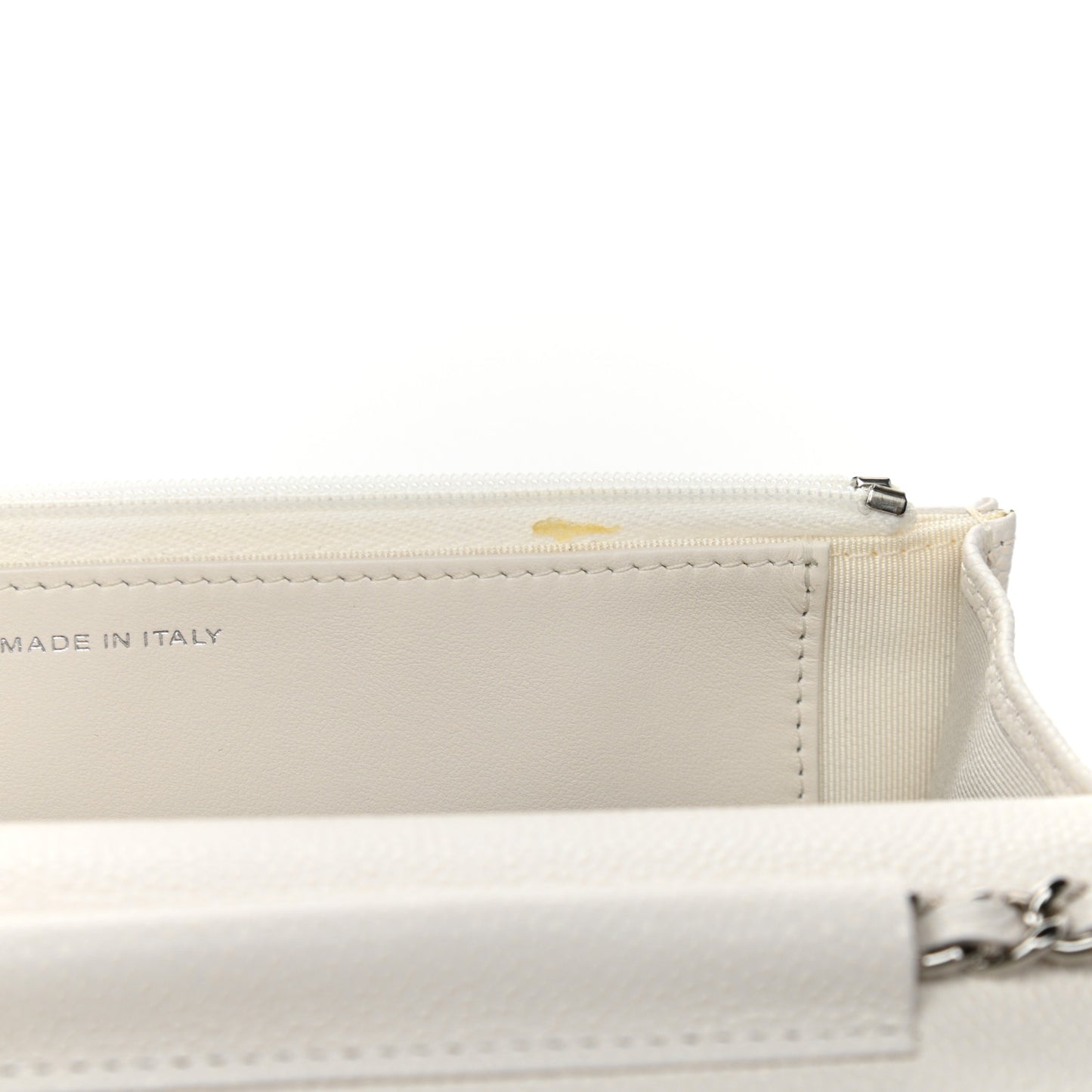 Caviar Quilted Wallet On Chain WOC White