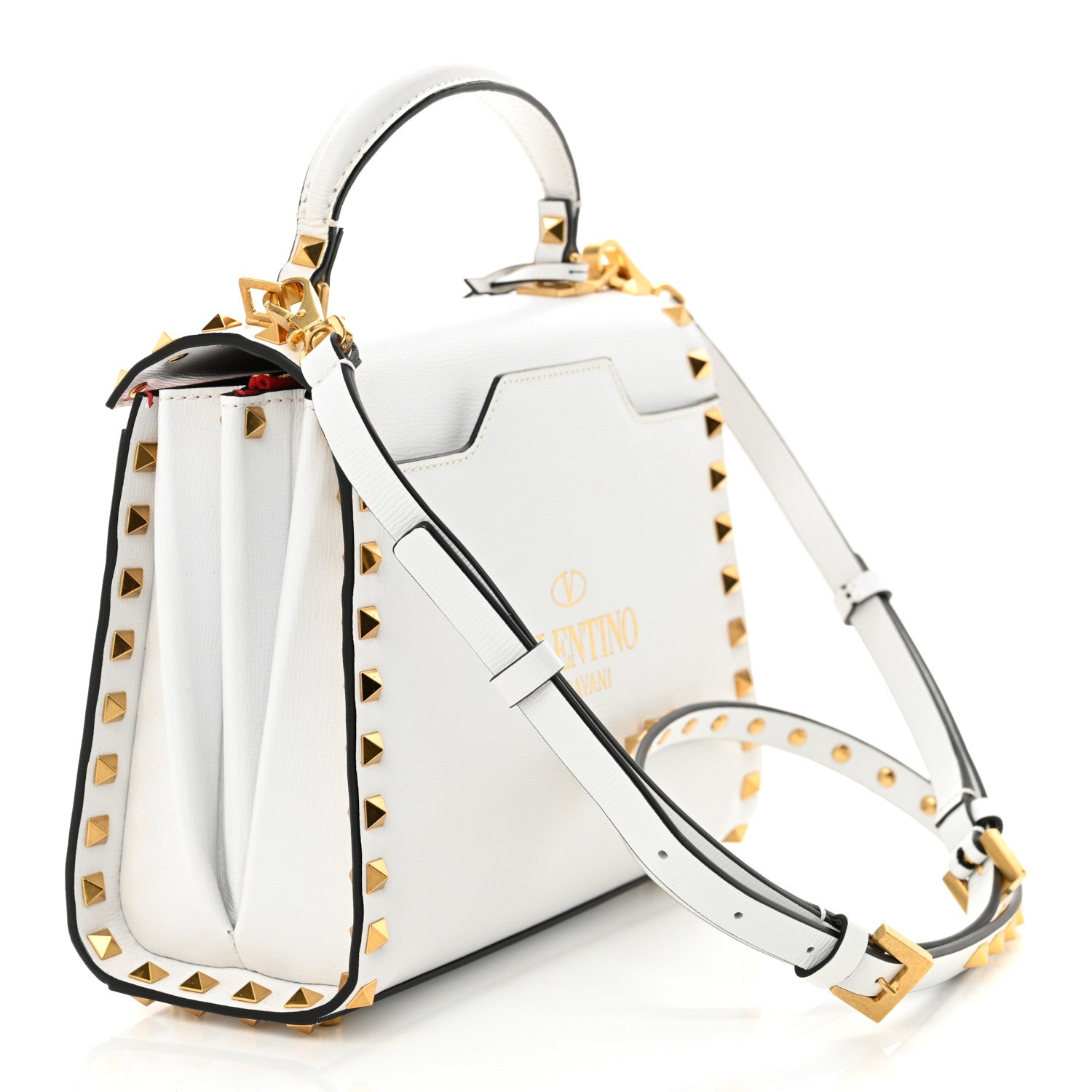 Valentino Garavani Grainy Calfskin Small Rockstud Alcove Top-Handle Flap Bag White 3 of 10