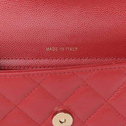 Chanel Caviar Quilted Flap Phone Holder With Chain Red 8 of 13