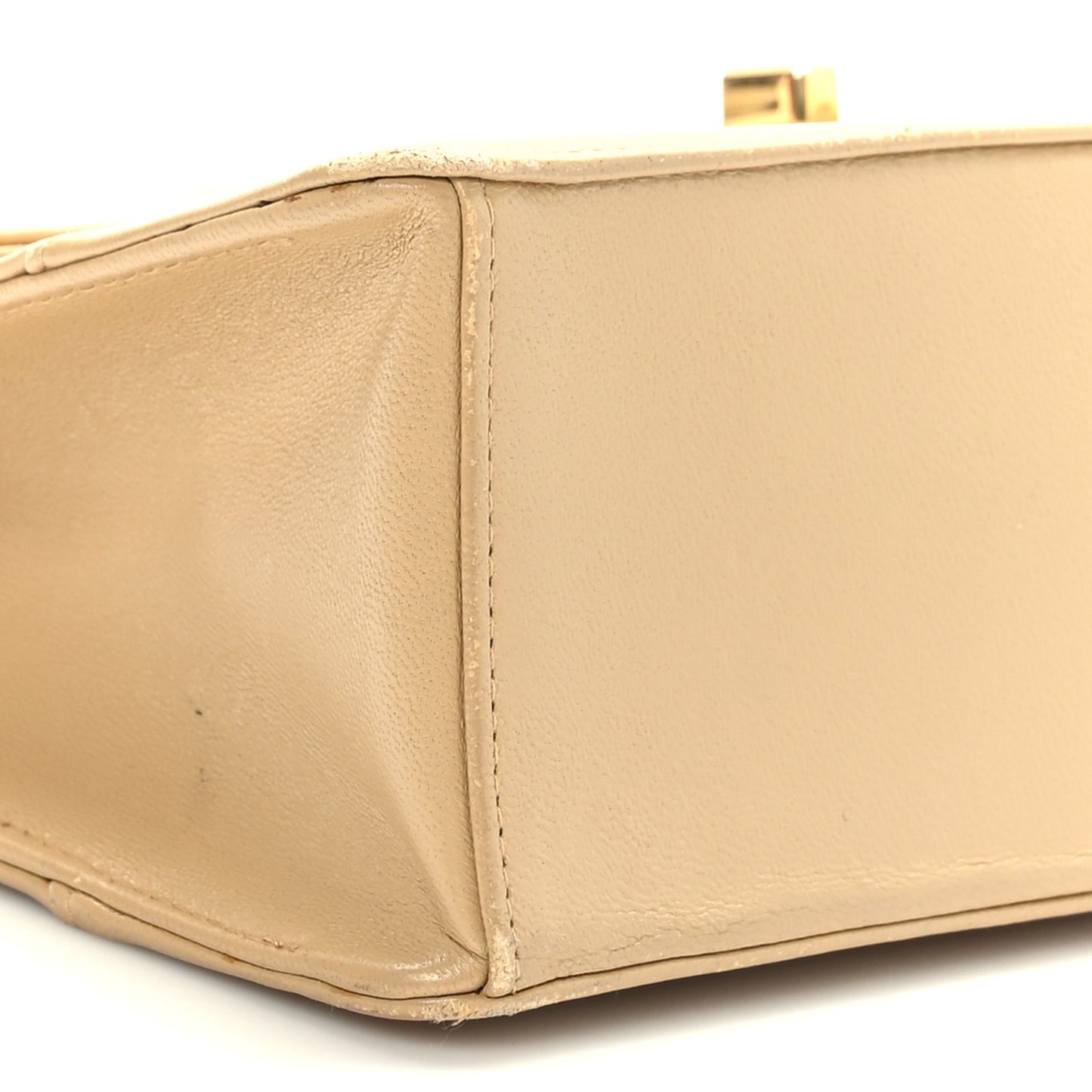 Lambskin Quilted Medium Single Flap Beige