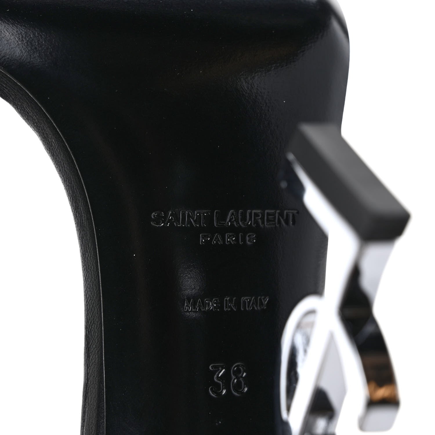 Saint Laurent Calfskin Opyum 110 Sandals 38 Black Silver 6 of 8