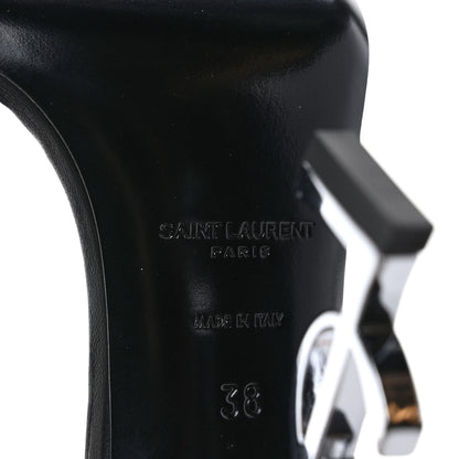 Saint Laurent Calfskin Opyum 110 Sandals 38 Black Silver 6 of 8