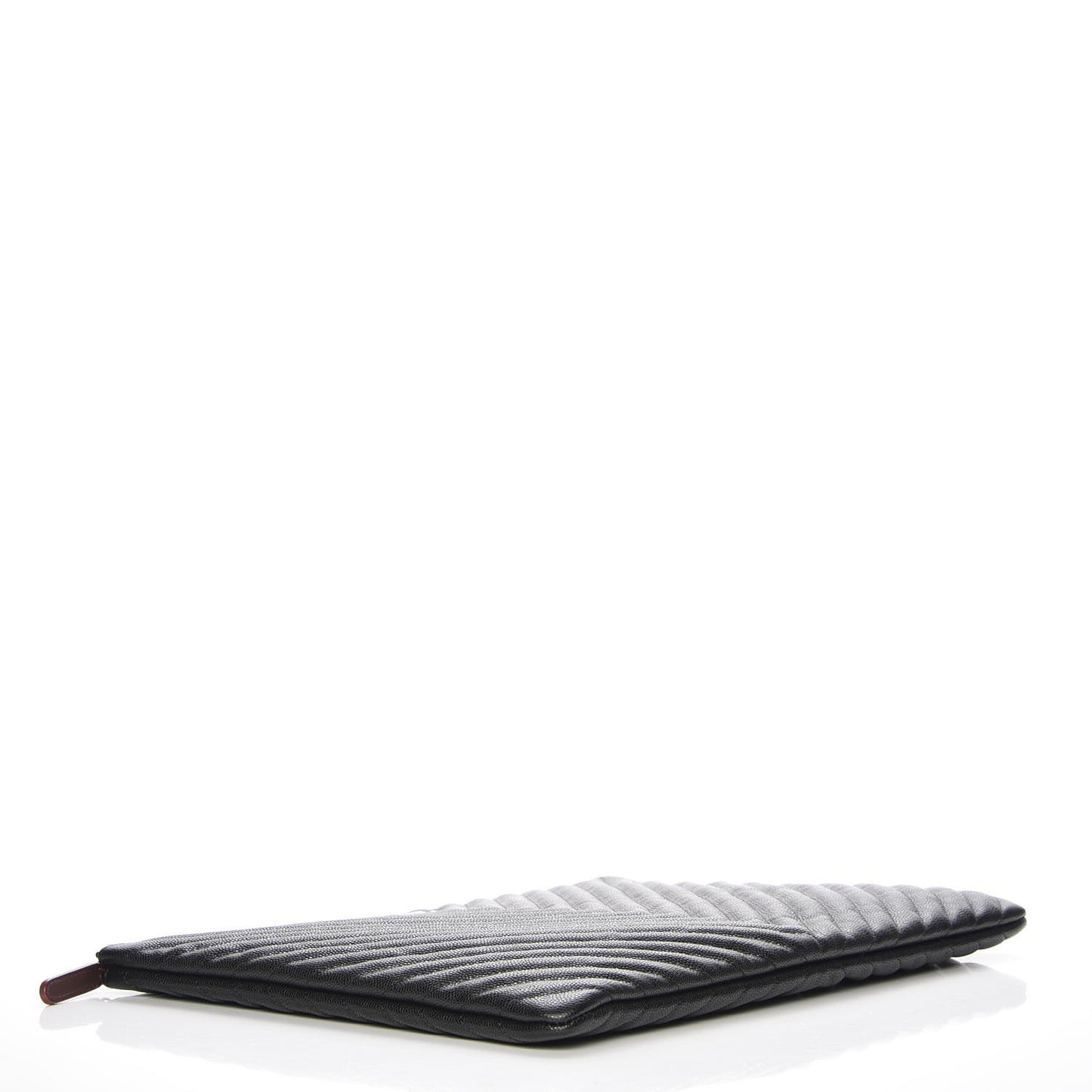 Caviar Chevron Quilted Large Cosmetic Case Black