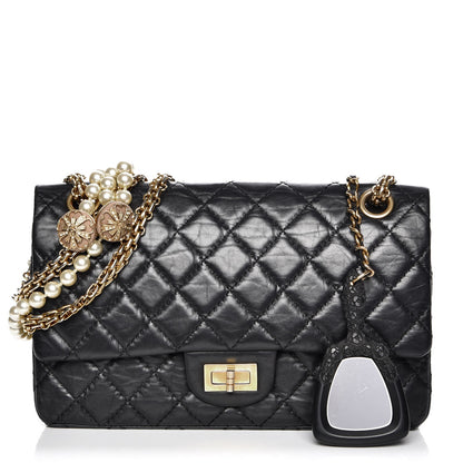 Chanel Aged Calfskin Quilted 2.55 Pearls Reissue 225 Flap Black 1 of 7