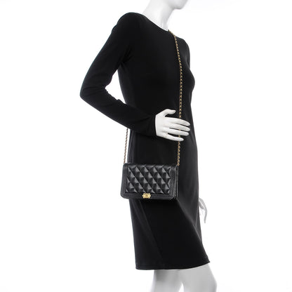 Chanel Caviar Quilted Boy Wallet On Chain WOC Black 2 of 9