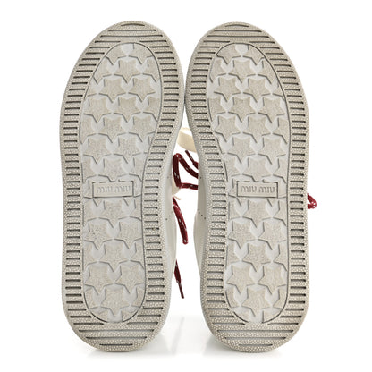 Miu Miu Calfskin Womens Low Top Sneakers 36.5 White Green 6 of 11