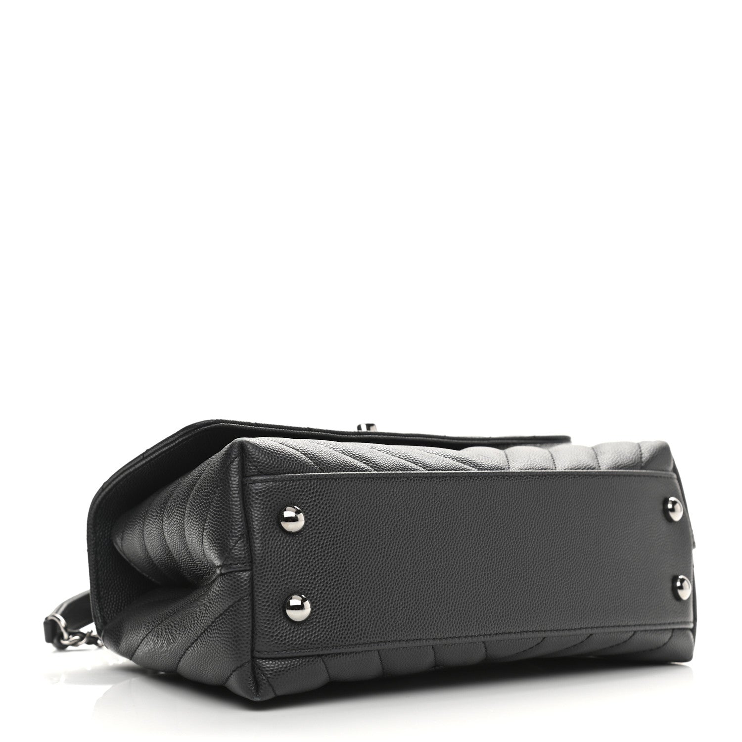 Chanel Caviar Chevron Quilted Mini Coco Handle Flap Dark Grey 4 of 14