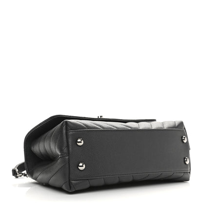 Chanel Caviar Chevron Quilted Mini Coco Handle Flap Dark Grey 4 of 14