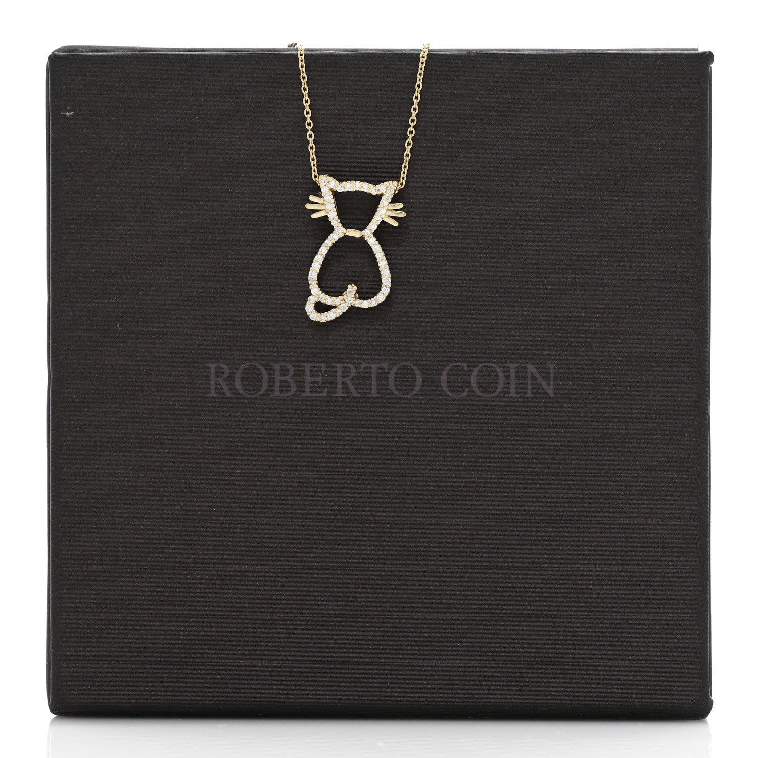 Roberto Coin 18K Yellow Gold Diamond Tiny Treasures Cat Pendant Necklace 6 of 6