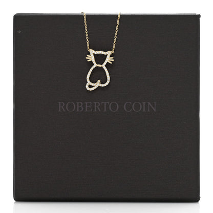 Roberto Coin 18K Yellow Gold Diamond Tiny Treasures Cat Pendant Necklace 6 of 6