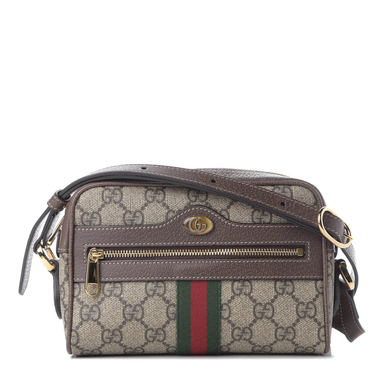 Gucci GG Supreme Monogram Web Mini Ophidia Shoulder Bag Brown 1 of 9