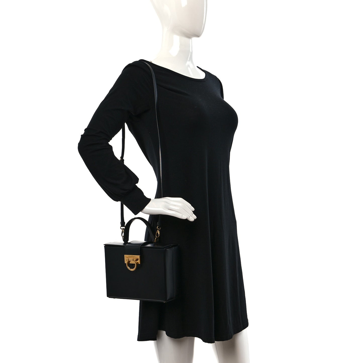 Calfskin Trifolio Box Bag Black