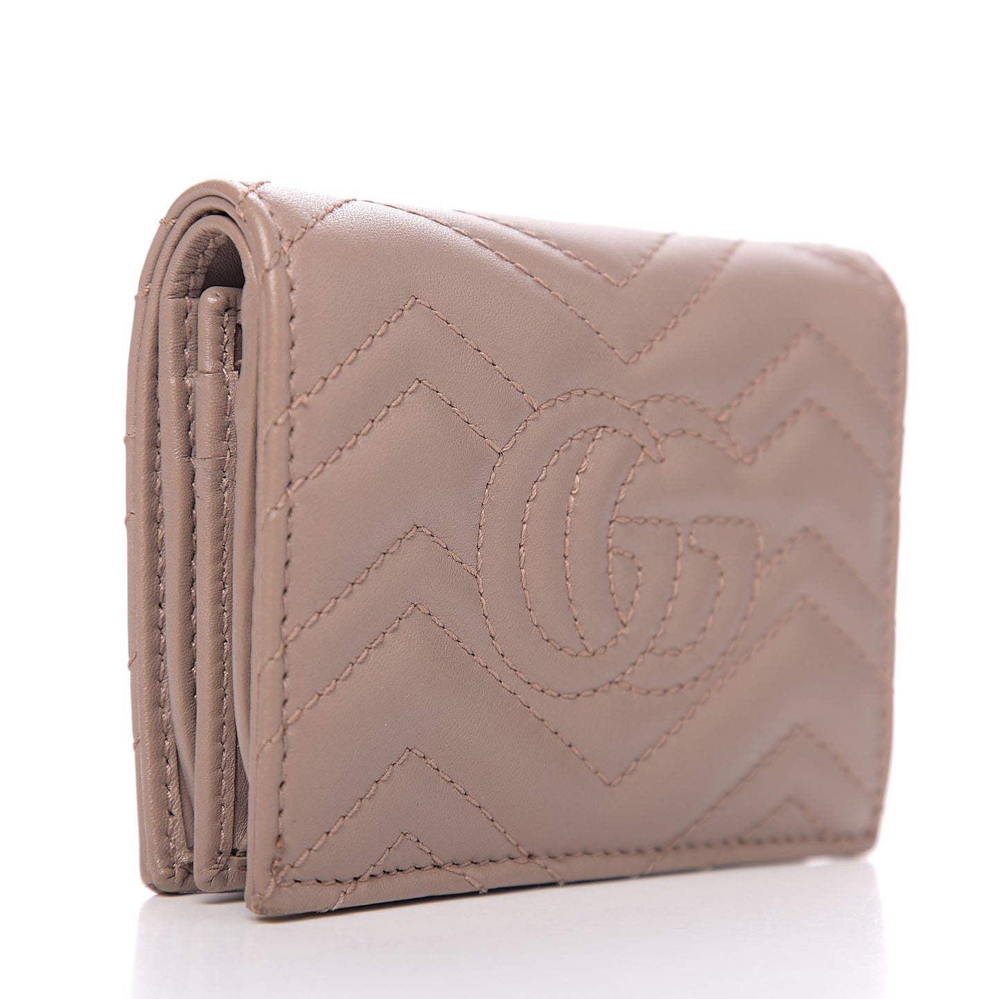 Calfskin Matelasse GG Marmont Card Case Wallet Porcelain Rose
