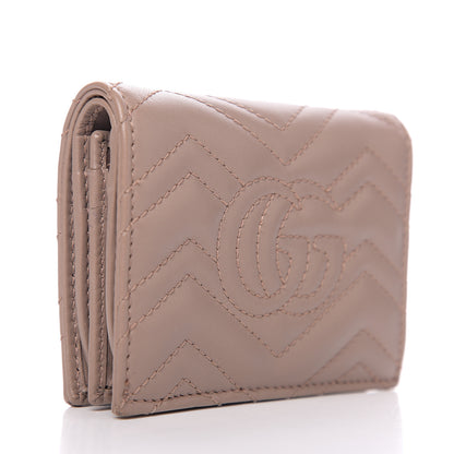 Gucci Calfskin Matelasse GG Marmont Card Case Wallet Porcelain Rose 2 of 7