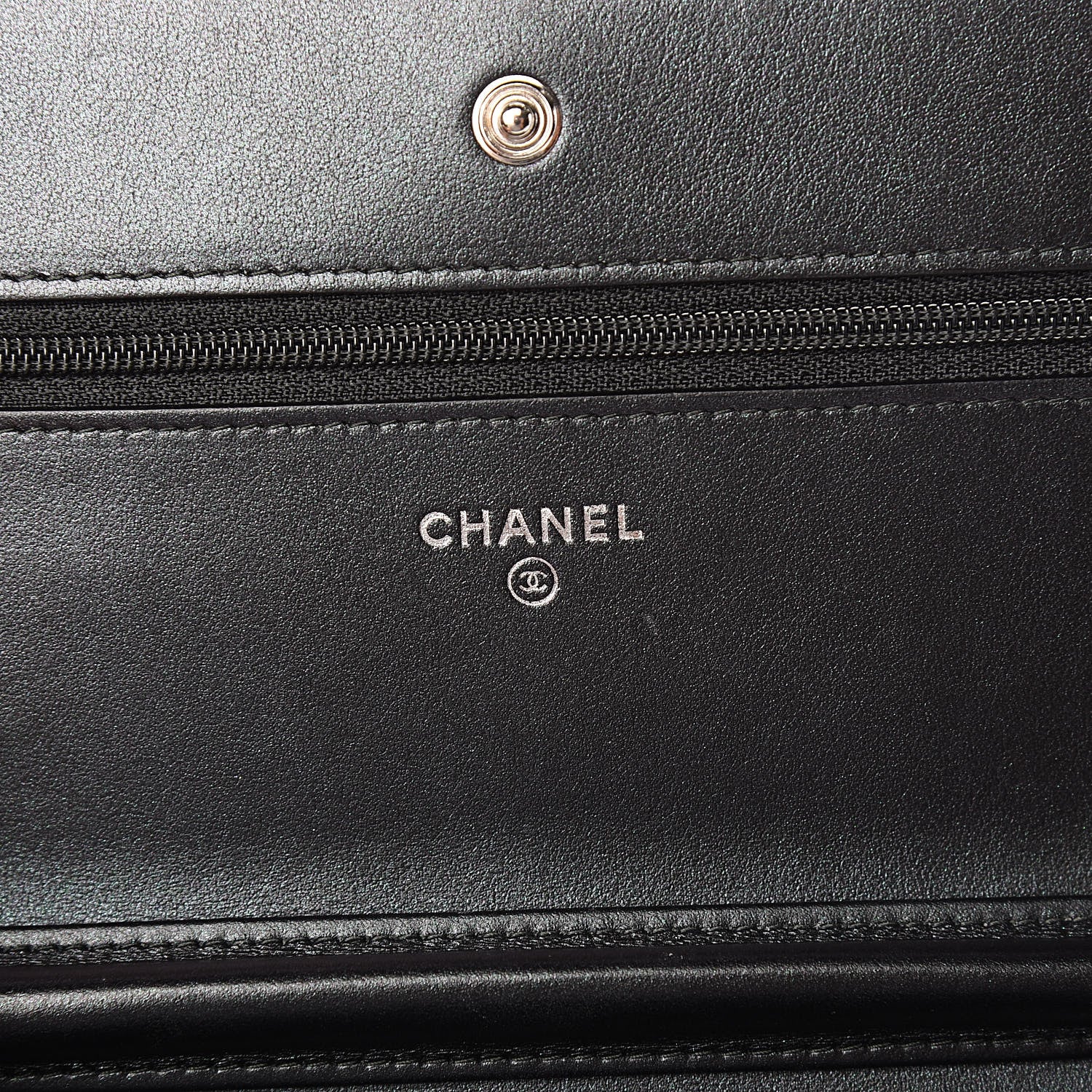Chanel Patent Metallic Crumpled Calfskin Chevron Quilted Wallet On Chain WOC Black 6 of 13