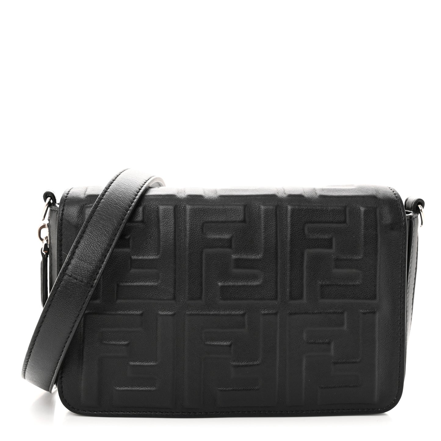 Nappa FF 1974 Embossed Mini Expandable Flap Bag Black