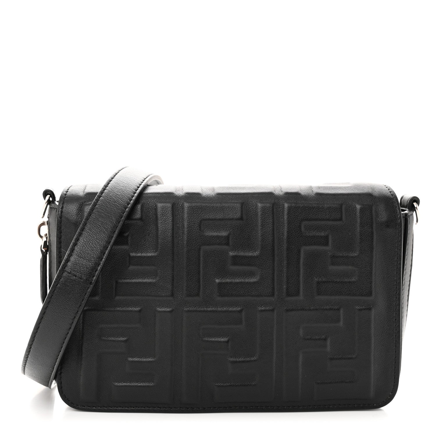 Fendi Nappa FF 1974 Embossed Mini Expandable Flap Bag Black 1 of 11