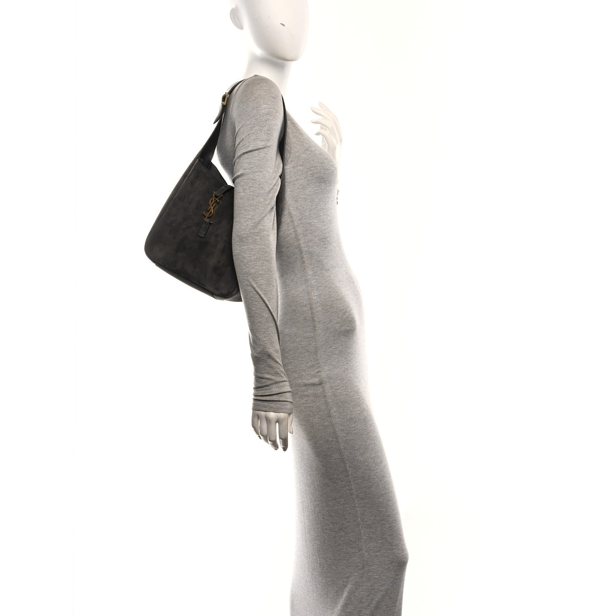 Saint Laurent Suede Small Le 5 A 7 Soft Hobo Urban Grey 2 of 10
