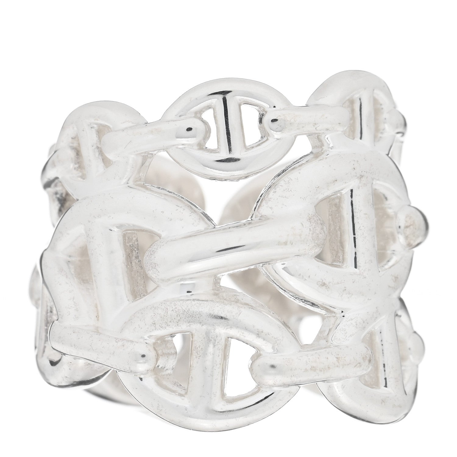 Hermes Sterling Silver GM Chaine d'Ancre Enchainee Band Ring 50 5.25 1 of 4