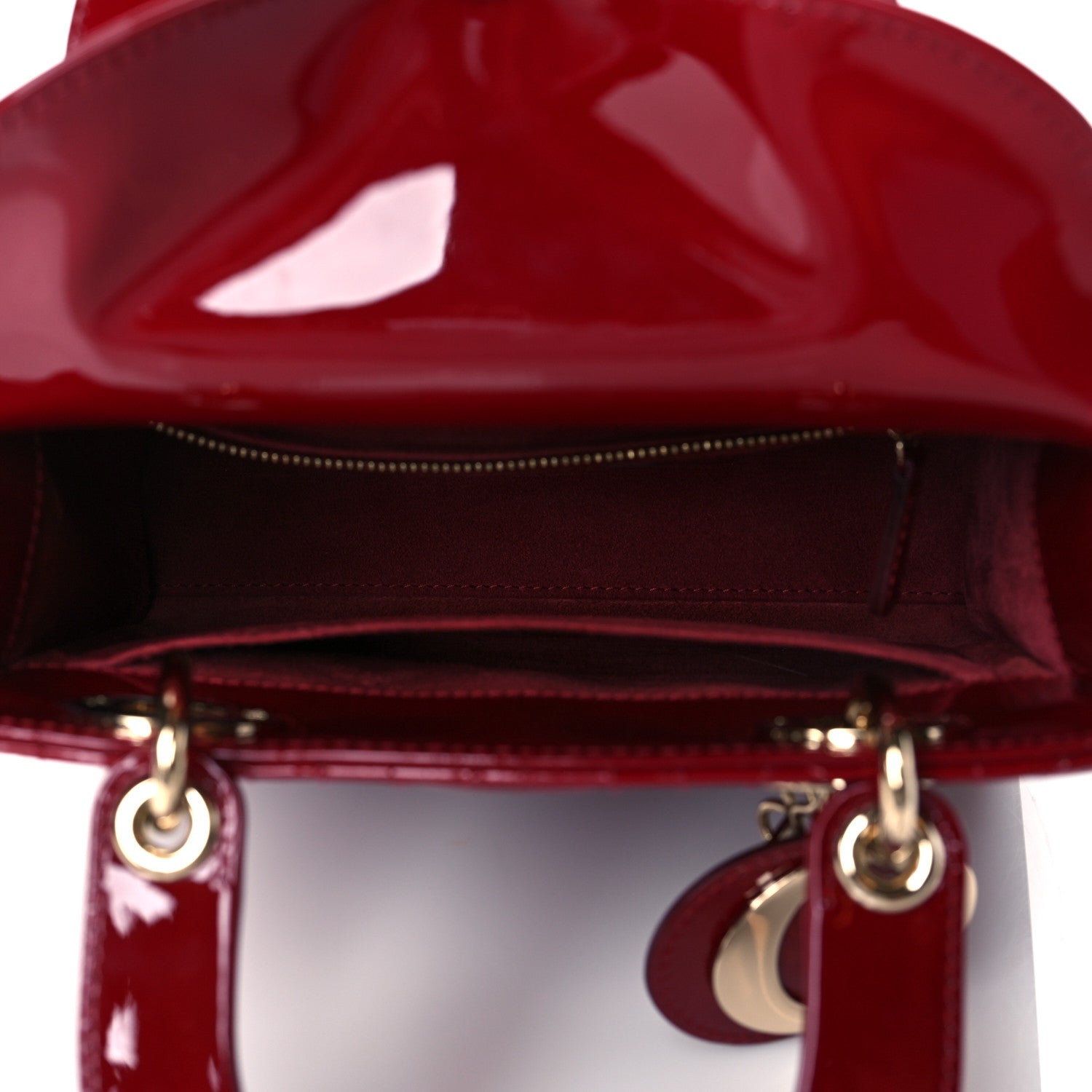 Christian Dior Patent Cannage Small Lady Dior Cherry Red 4 of 10