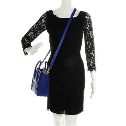 Celine Drummed Calfskin Nano Luggage Indigo 2 of 8