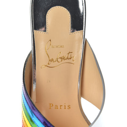 Christian Louboutin Metallic Calfskin Rainbow Arkenmule 55 Slide Sandals 37.5 Silver Multicolor 8 of 10