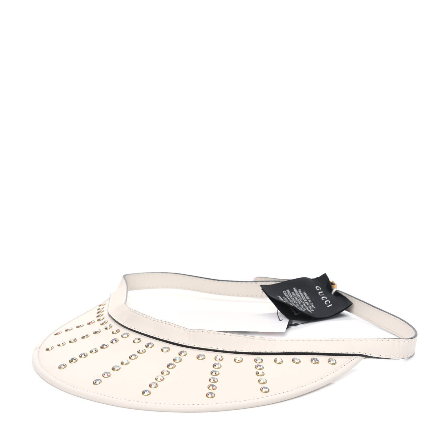 Lambskin Strass Sun Visor L Ivory