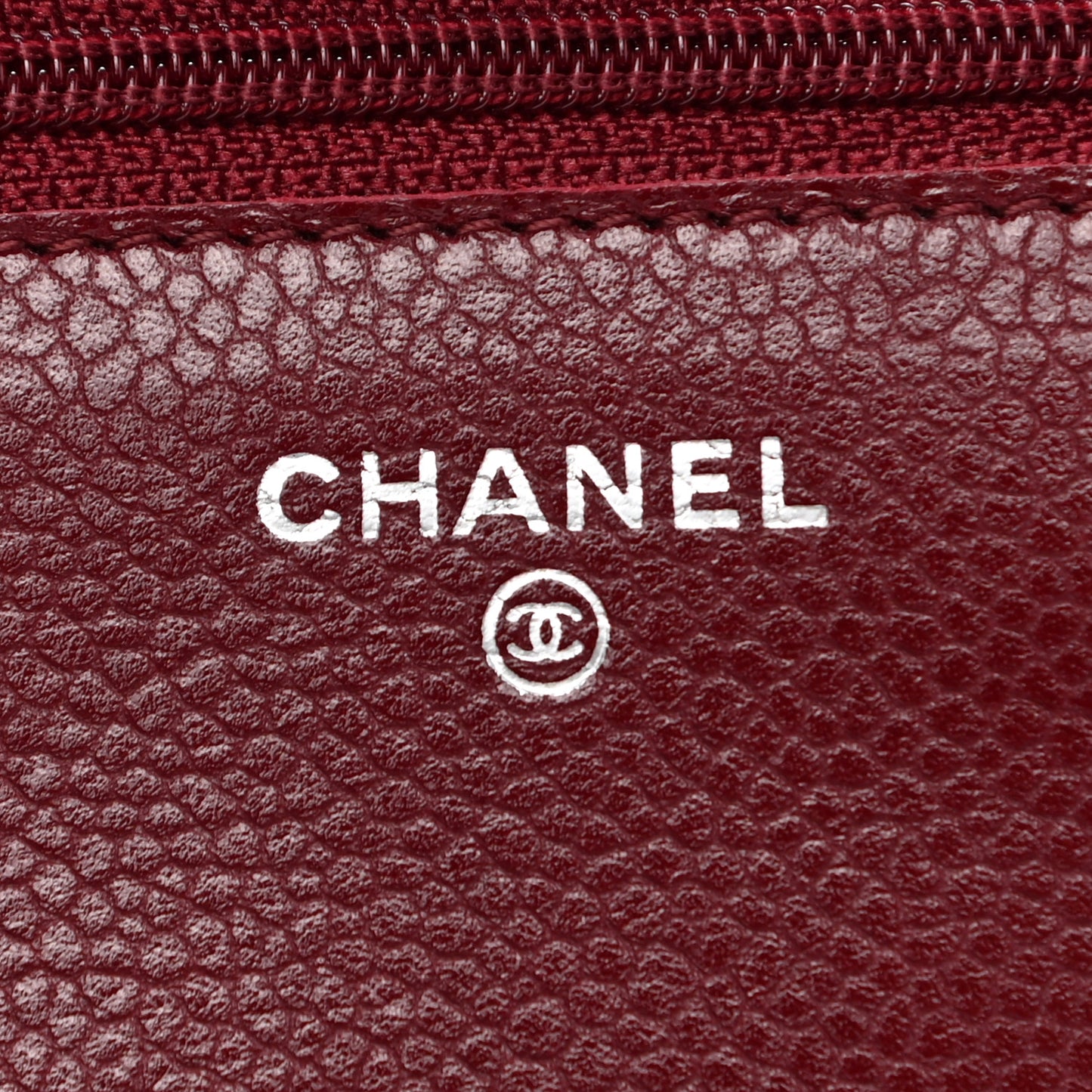 Caviar Quilted Wallet on Chain WOC Burgundy