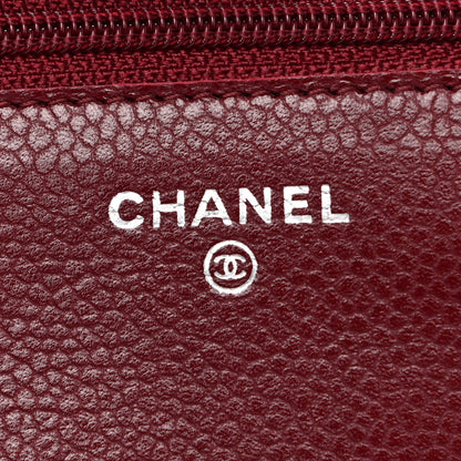 Chanel Caviar Quilted Wallet on Chain WOC Burgundy 8 of 12