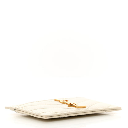 Saint Laurent Grain De Poudre Matelasse Chevron Monogram Credit Card Case Crema Soft 4 of 7