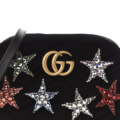 Gucci Velvet Matelasse Crystal Star Embroidered Small GG Marmont Chain Shoulder Bag Black 11 of 11