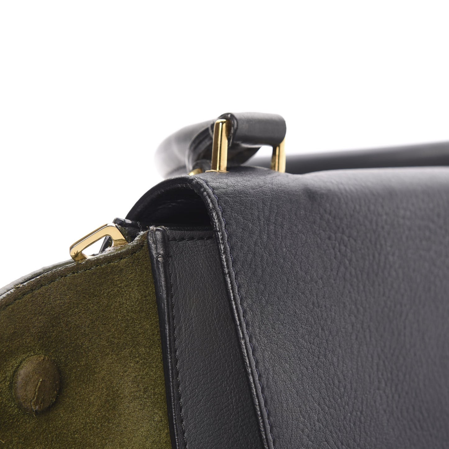 Calfskin Suede Medium Tri-Color Trapeze Navy