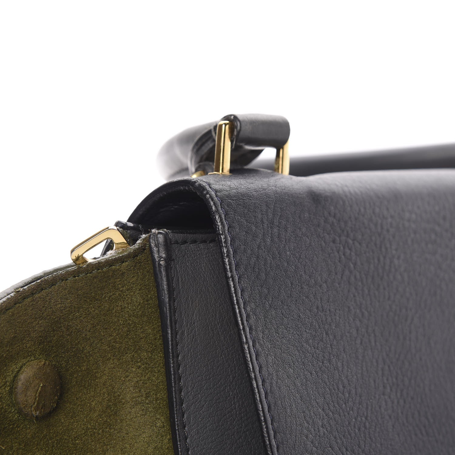 Celine Calfskin Suede Medium Tri-Color Trapeze Navy 20 of 20