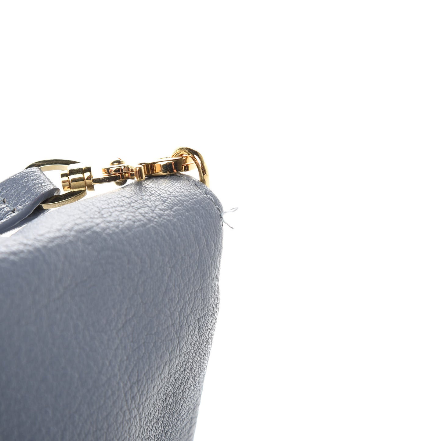 Chevre Gold Metallic Edge Hardware Envelope Clutch Bleu Acier