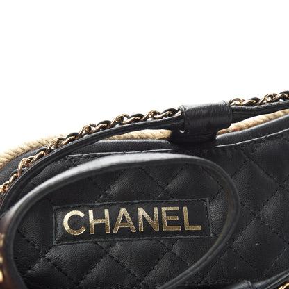 Chanel Lambskin Chain CC Thong Espadrille Sandals 38 Black 8 of 11