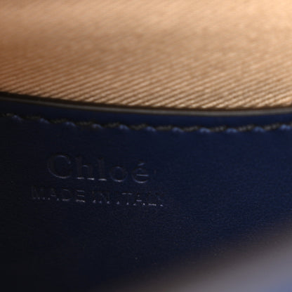 Chloe Shiny Calfskin Crocodile Embossed Small Tess Bag Blue Brown 6 of 14