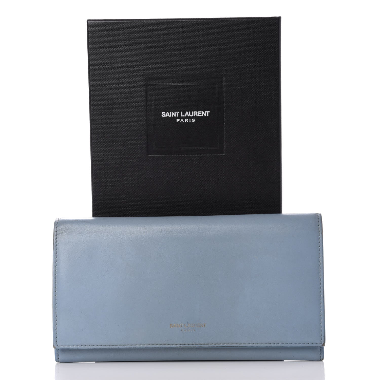 Saint Laurent Calfskin Classic Large Marquage Flap Wallet Blue 10 of 10