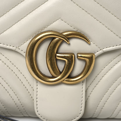 Gucci Calfskin Matelasse Sylvie Web Small GG Marmont Top Handle Shoulder Bag White 11 of 13