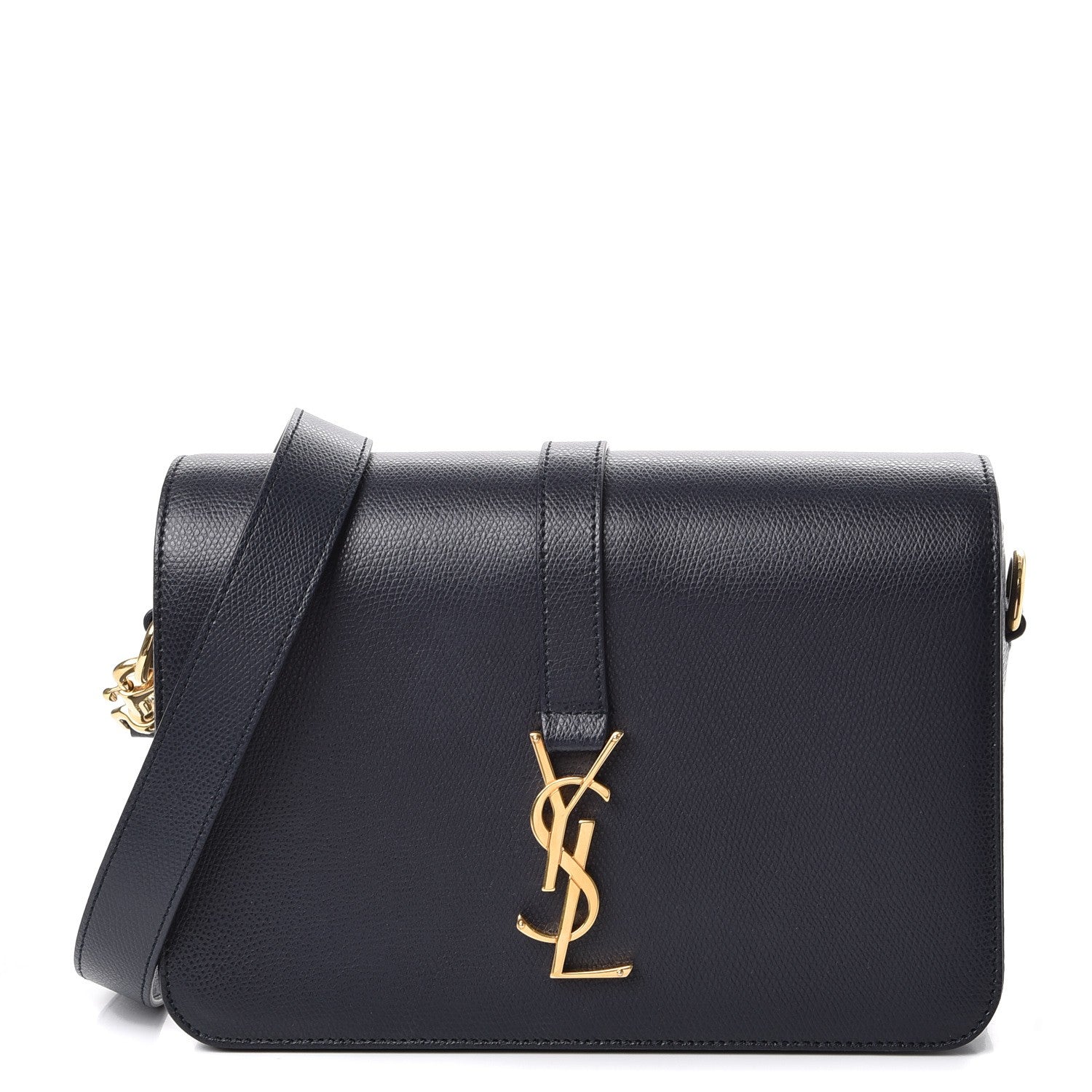 Saint Laurent Textured Calfskin Medium Classic Monogram Universite Bag Navy 1 of 7