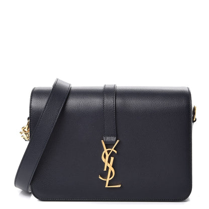 Saint Laurent Textured Calfskin Medium Classic Monogram Universite Bag Navy 1 of 7