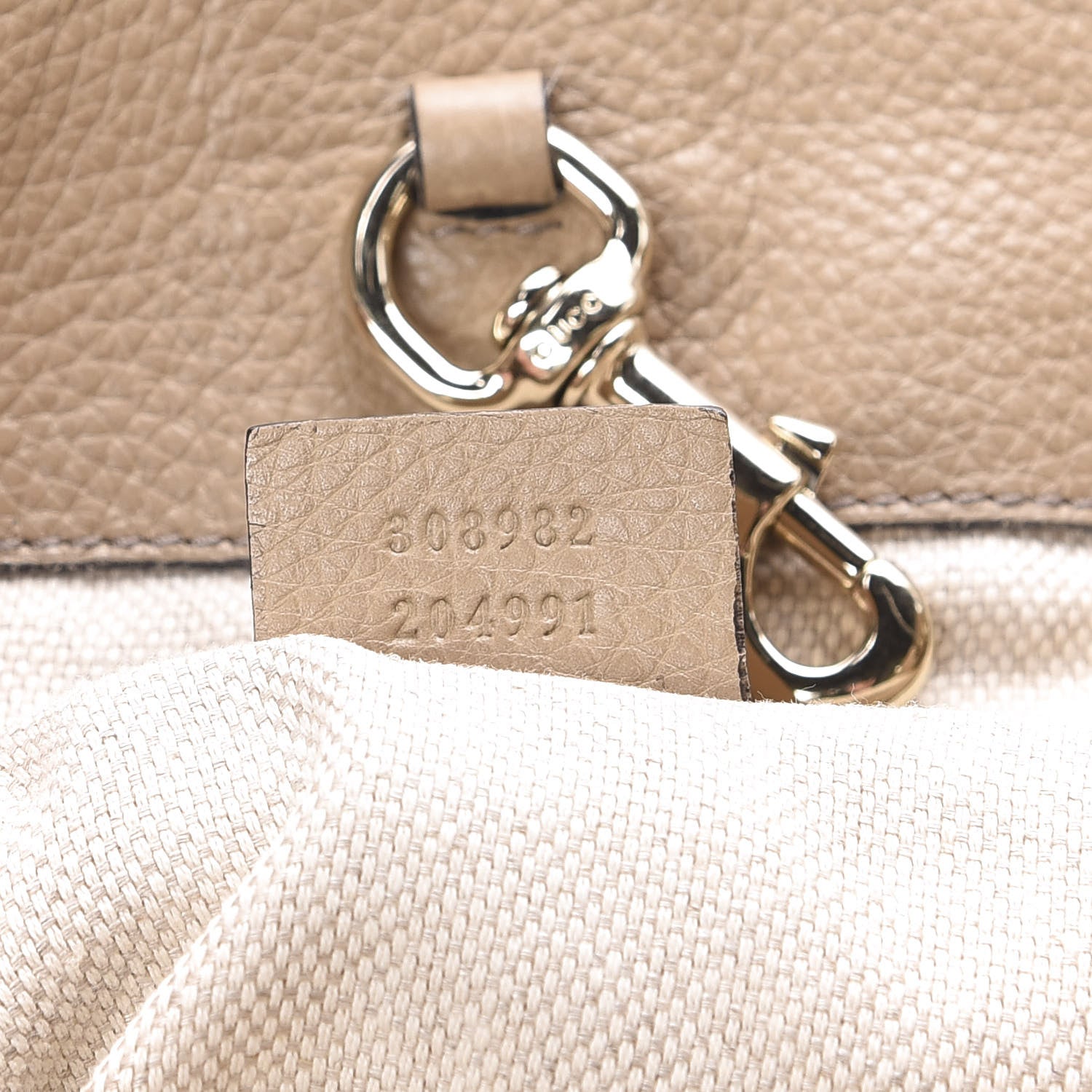 Gucci Pebbled Calfskin Medium Soho Chain Shoulder Bag Beige 7 of 12