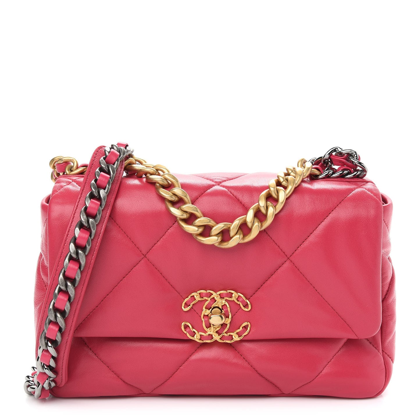 Goatskin Quilted Medium Chanel 19 Flap Pink
