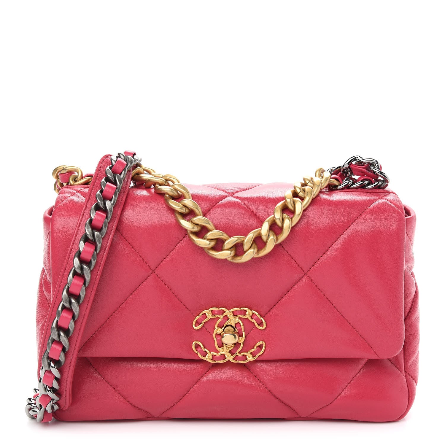 Chanel Goatskin Quilted Medium Chanel 19 Flap Pink 1 of 8