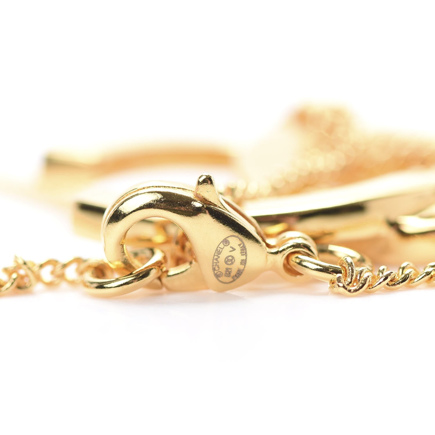 Chanel Metal CC Paris Button Necklace Gold 4 of 5