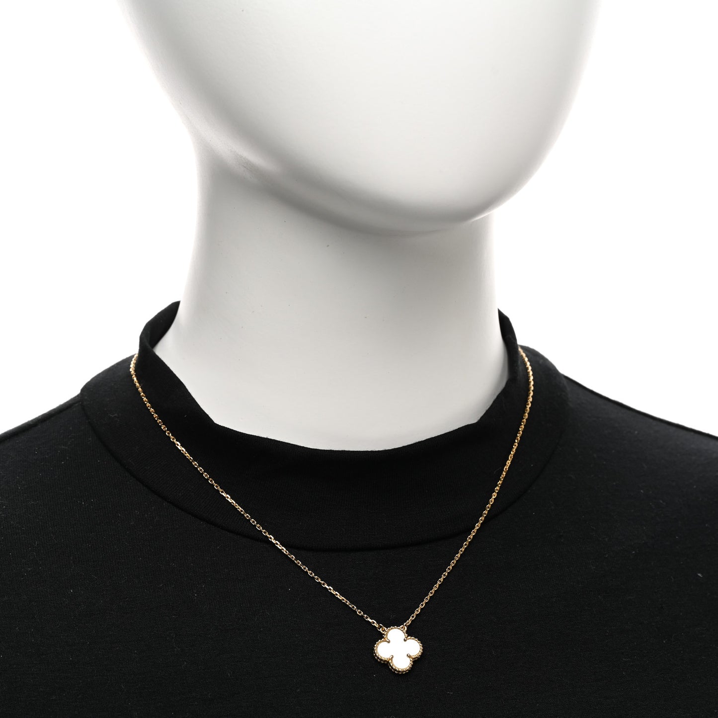 18K Yellow Gold Mother of Pearl Vintage Alhambra Pendant Necklace