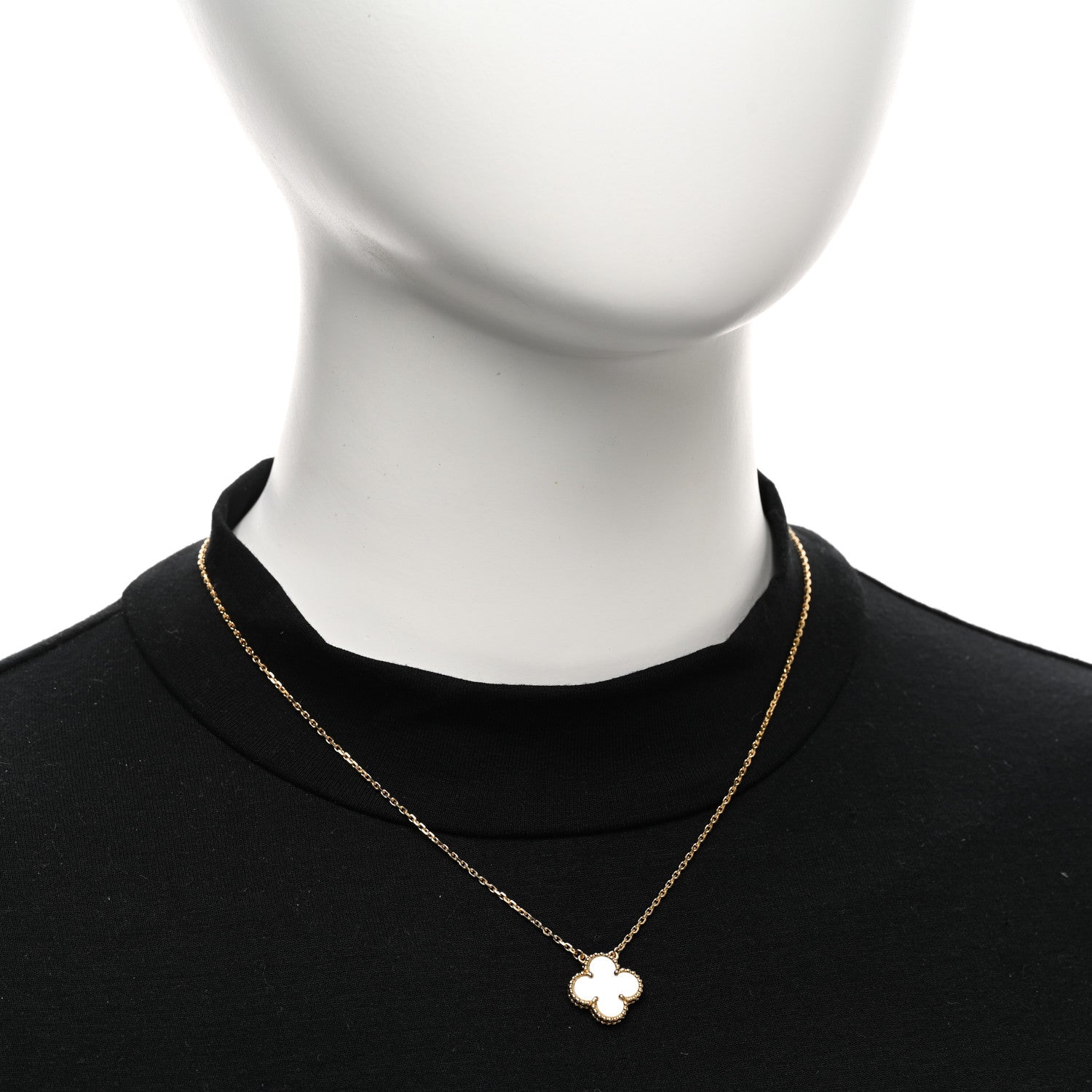 Van Cleef & Arpels 18K Yellow Gold Mother of Pearl Vintage Alhambra Pendant Necklace 2 of 5