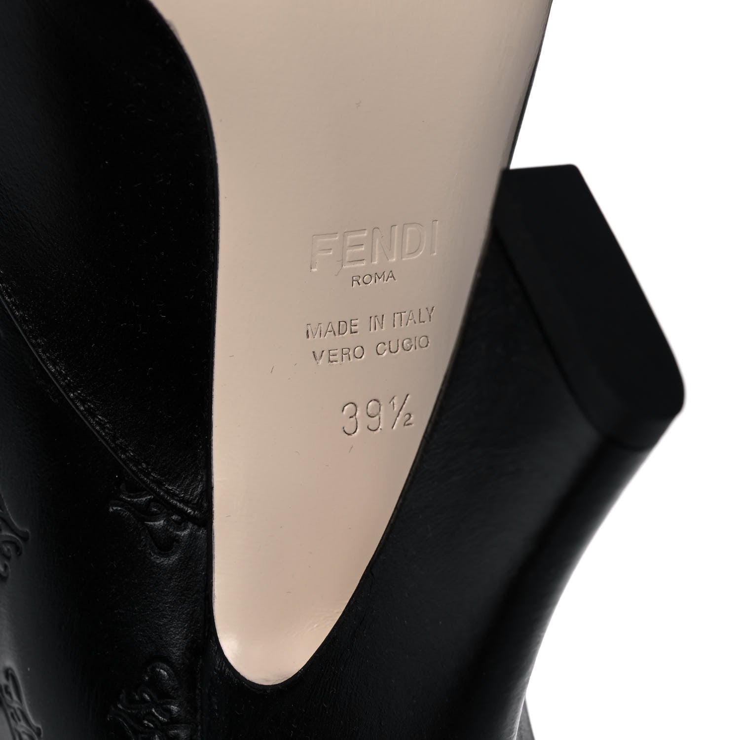 Fendi Vitello Karligraphy Embossed FFreedom Knee High Boots 39.5 Black 6 of 10
