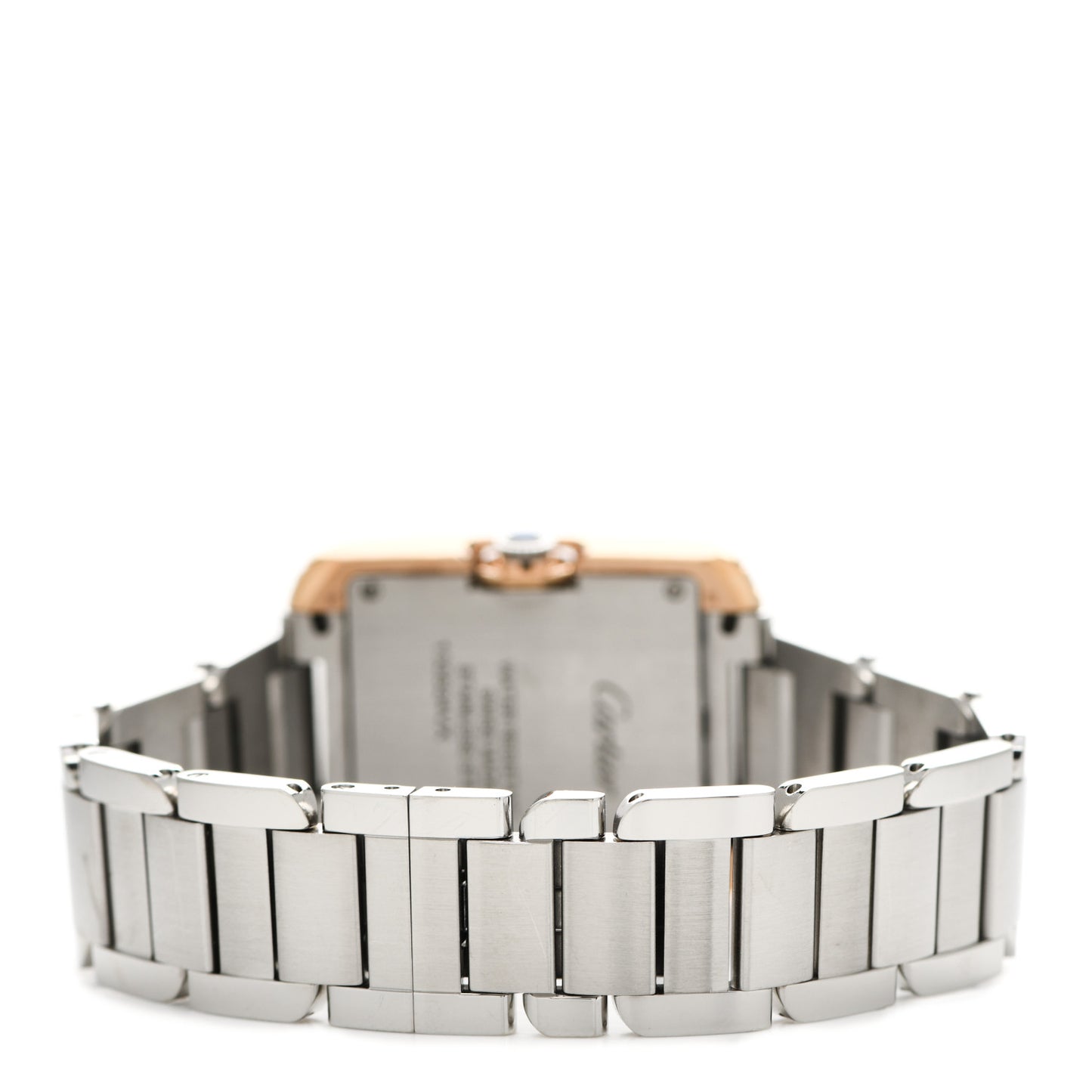 Stainless Steel 18K Pink Gold Diamond 27mm Tank Anglaise Quartz Watch