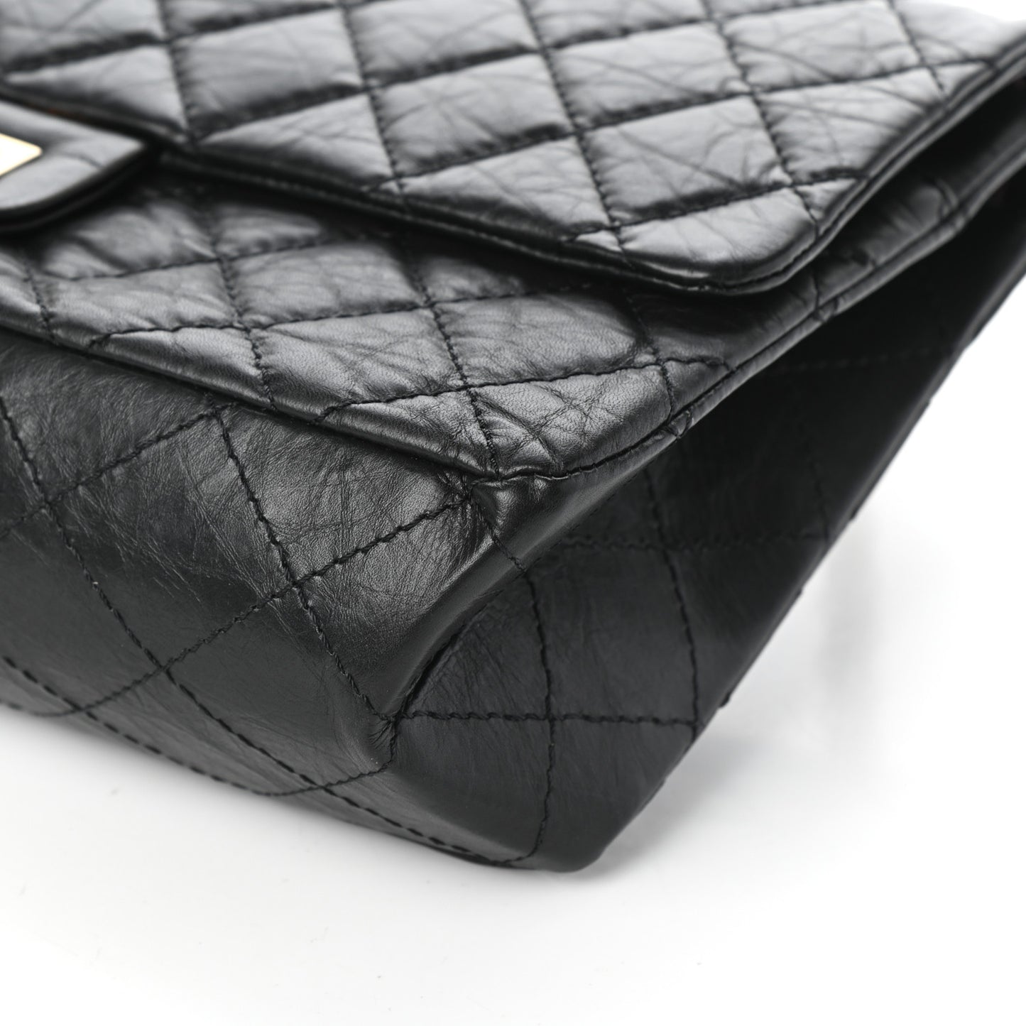 Aged Calfskin Quilted 2.55 Reissue 227 Flap Black